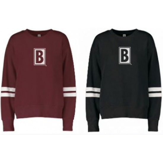 Womens Varsity Stripe Boxy Crew Sweatshirt