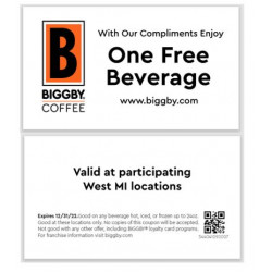 FREE DRINK COUPON (PACKS OF 250)
